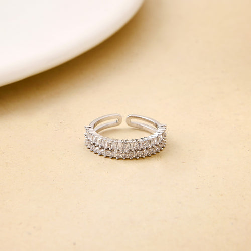 Celeste Stone Studded Silver Adjustable Ring