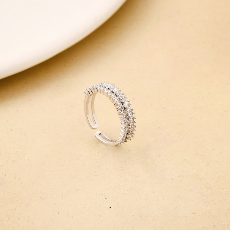 Celeste Stone Studded Silver Adjustable Ring