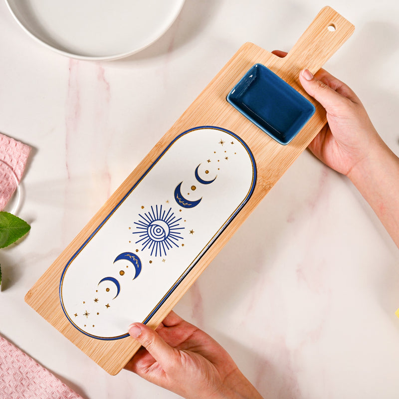 Celestial Charm Platter With Ceramic Dish Set Of 2