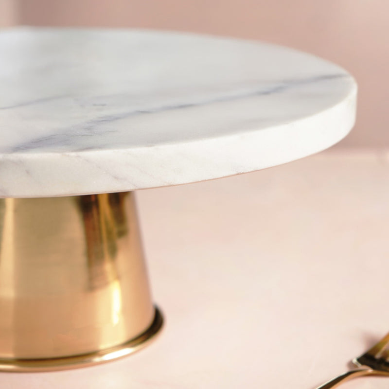 Celestial White Marble Round Cake Stand