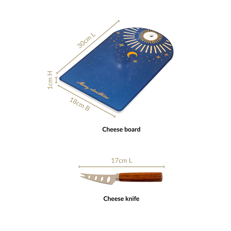 Celestial Charm Cheese Platter With Knife Set Of 2