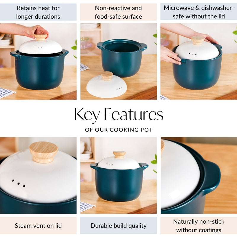 Cera Ceramic Soup Cooking Pot With White Lid 6000ml