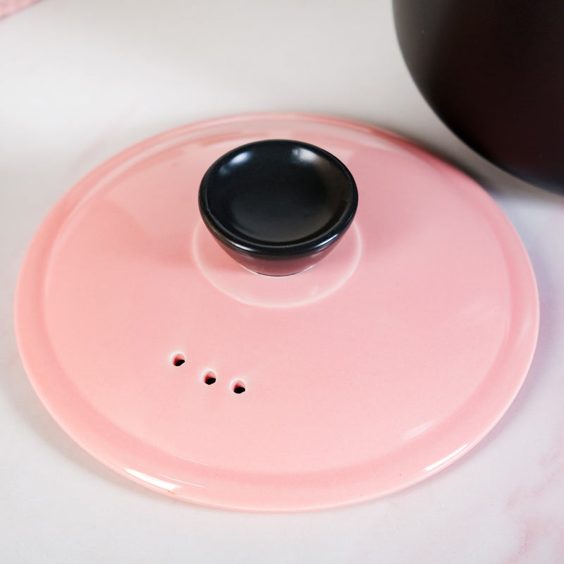 Ceramic Porridge Pot Pink And Black 4300ml