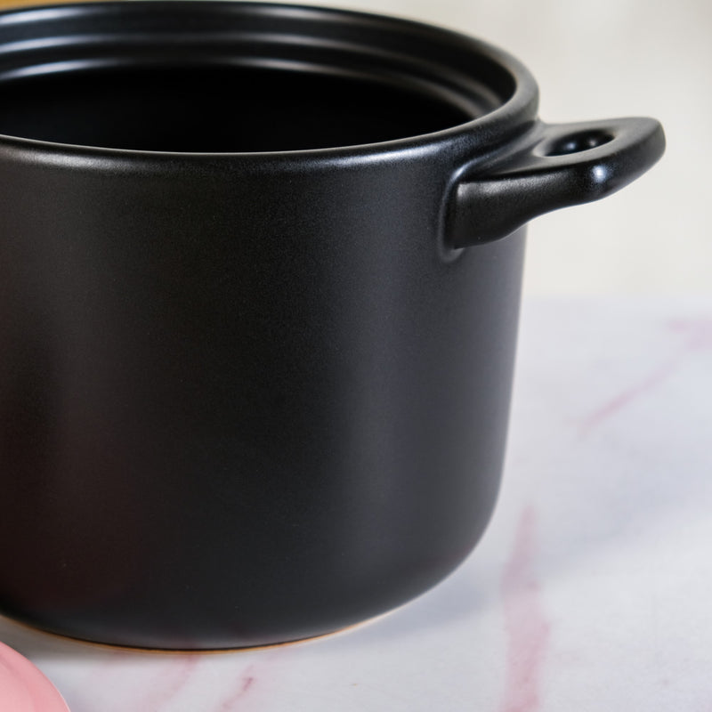 Ceramic Porridge Pot Pink And Black 4300ml