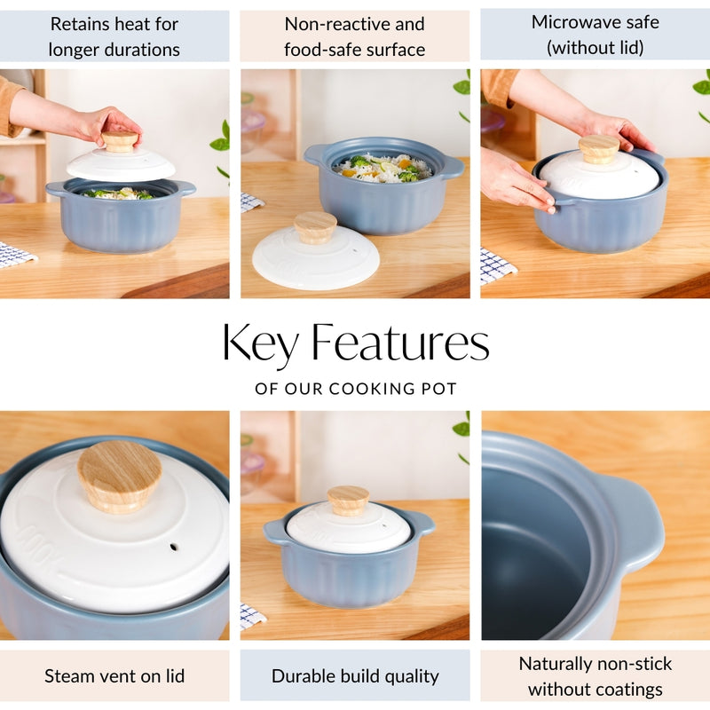 Ceramic Stew Pot With Lid And Handle 2000ml