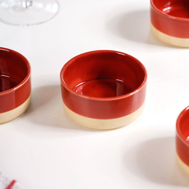 Glazed Ceramic Bowls Set Of 4 Amber Clay 150ml - Dessert bowl, ceramic bowl set, small bowls, ice cream bowl