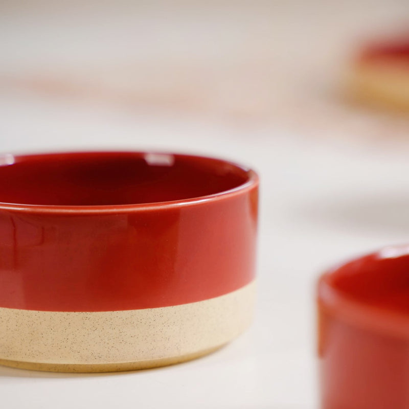 Glazed Ceramic Bowls Set Of 4 Amber Clay 150ml - Dessert bowl, ceramic bowl set, small bowls, ice cream bowl
