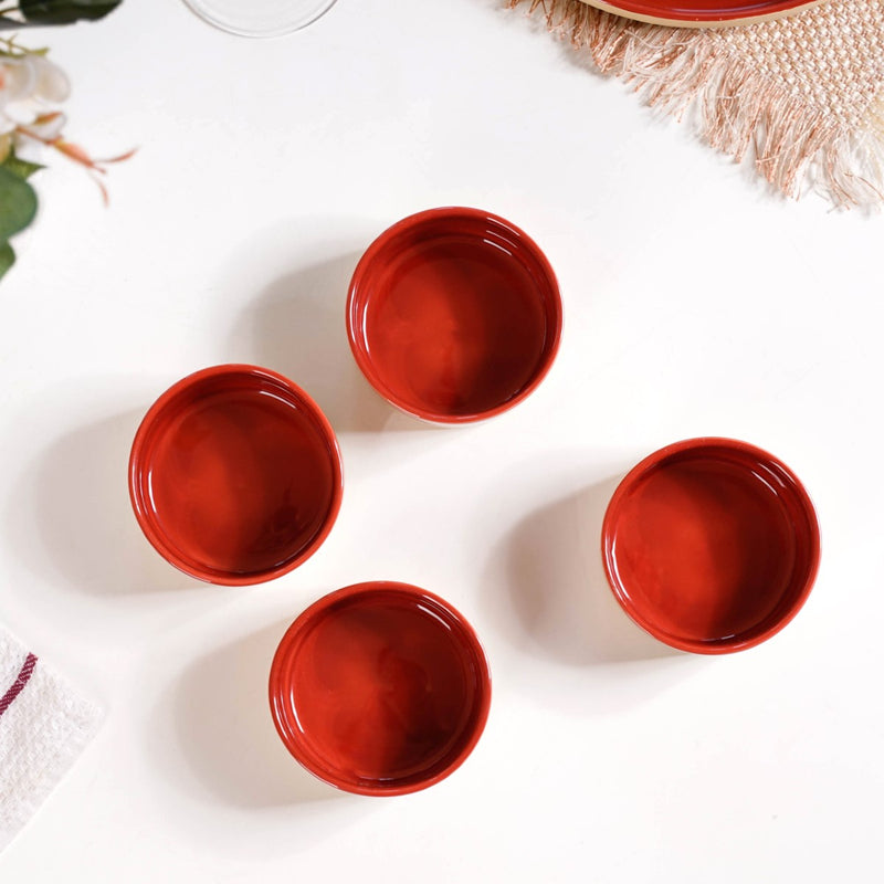 Glazed Ceramic Bowls Set Of 4 Amber Clay 150ml - Dessert bowl, ceramic bowl set, small bowls, ice cream bowl