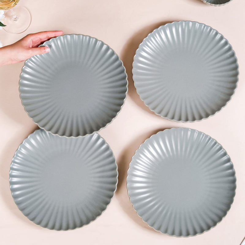 Grey Scallop Dinner Plates Set Of 4 10 Inch - Dinner plates, dinner plate set, ceramic dinner plates, dinner plates set of 4
