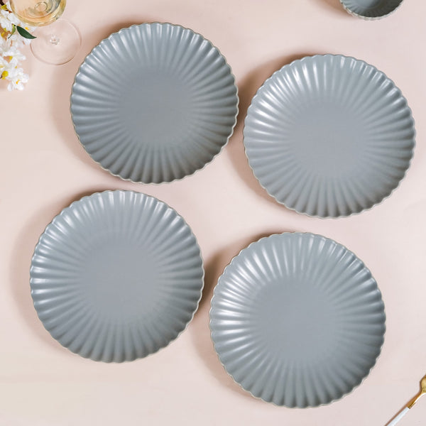 Grey Clam Dinner Plates Set Of 4 10 Inch
