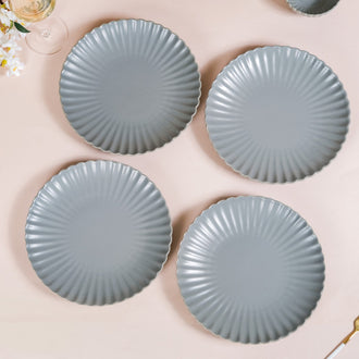 Grey Scallop Dinner Plates Set Of 4 10 Inch - Dinner plates, dinner plate set, ceramic dinner plates, dinner plates set of 4