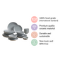 Grey Scalloped 22 Piece Dinner Set For 6