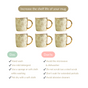 Gold Detail Coffee Mug Set of 6 Matte Pistachio Green 350ml - Coffee mugs, coffee mug set, ceramic coffee mugs, tea cup set, tea cups, printed mugs