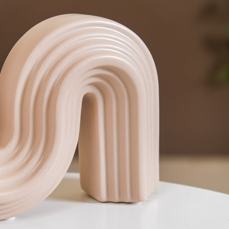 Nordic Wavy Ceramic Vase Beige