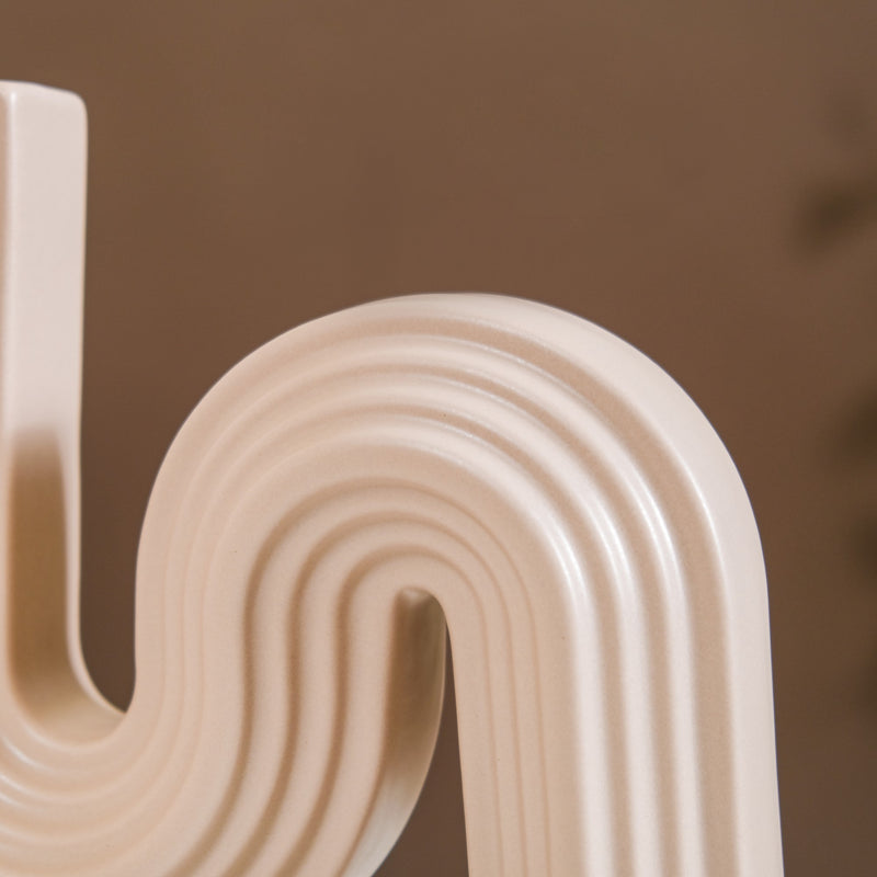 Nordic Wavy Ceramic Vase Beige
