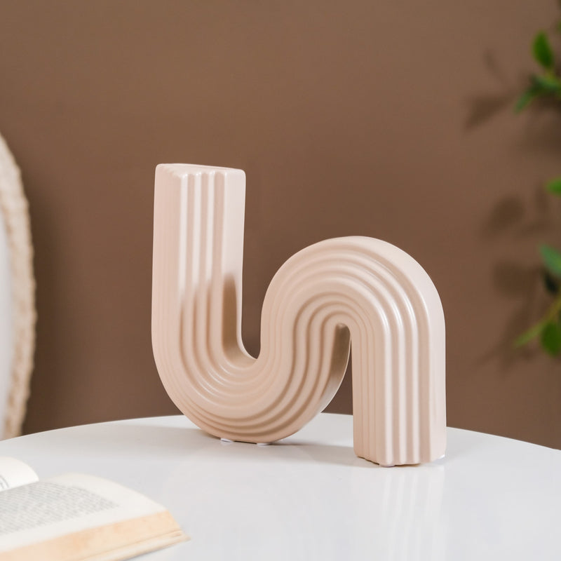 Nordic Wavy Ceramic Vase Beige