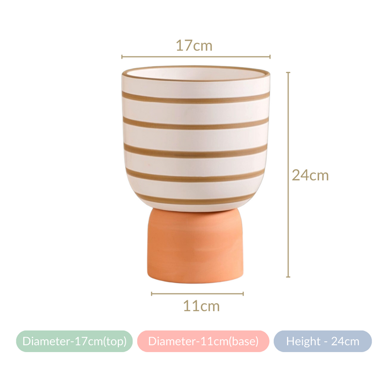 Minimal Geometric Ceramic Flower Pot White