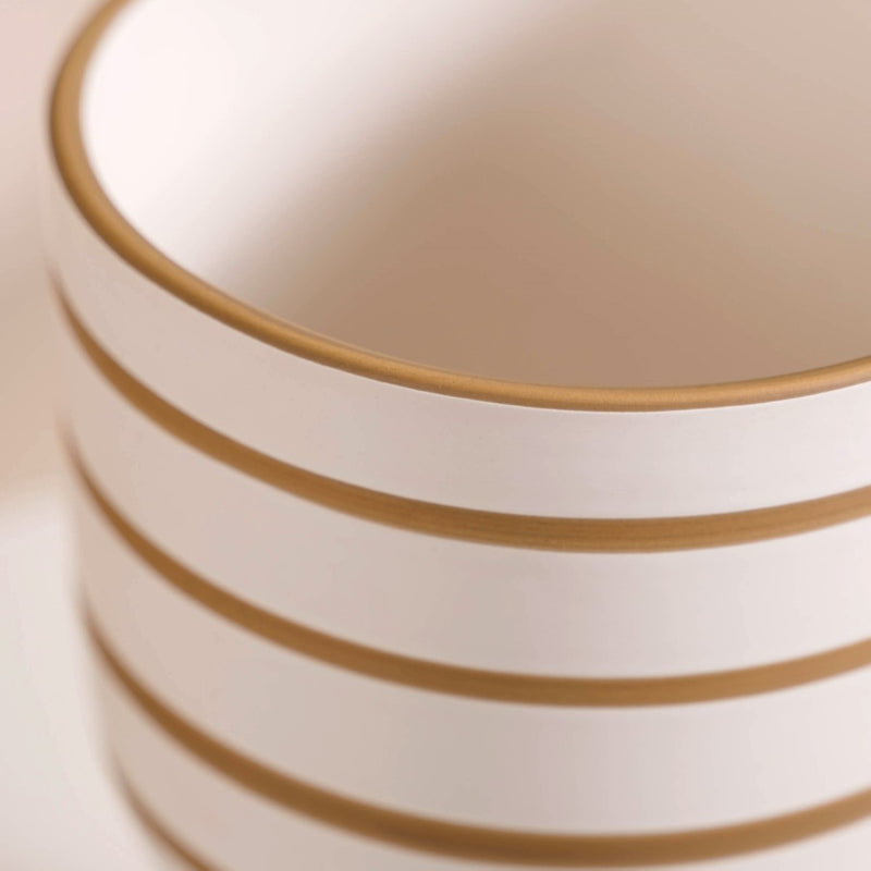 Minimal Geometric Ceramic Flower Pot White