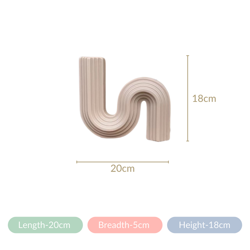 Nordic Wavy Ceramic Vase Beige