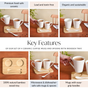 Set Of 4 Ceramic Coffee Mugs And Spoons With Wooden Tray 350ml