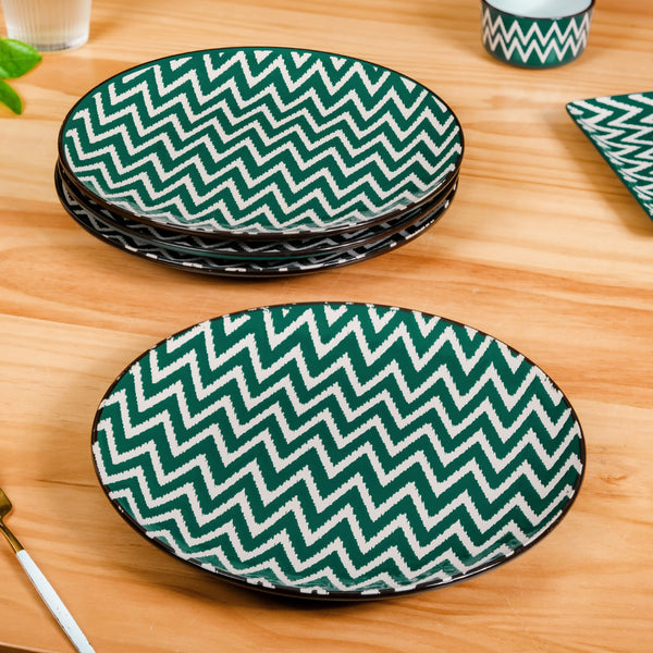 Set Of 4 Oscilla Ceramic Dinner Plate Green 11 Inch