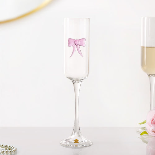 Champagne Glass With 3D Pink Bow 200ml