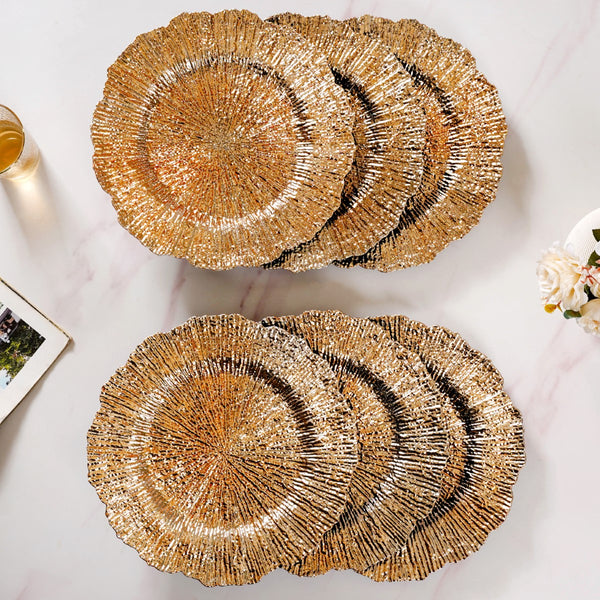 Luxury Gold Reef Charger Plate Set Of 6 12 Inch