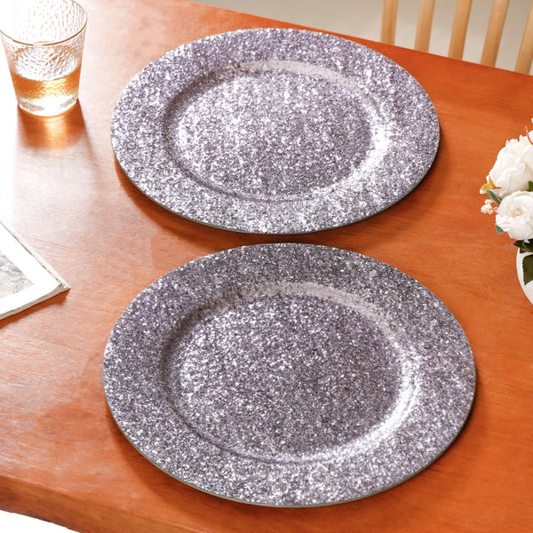 Sparkle Grey Charger Plate Set Of 6 13 Inch