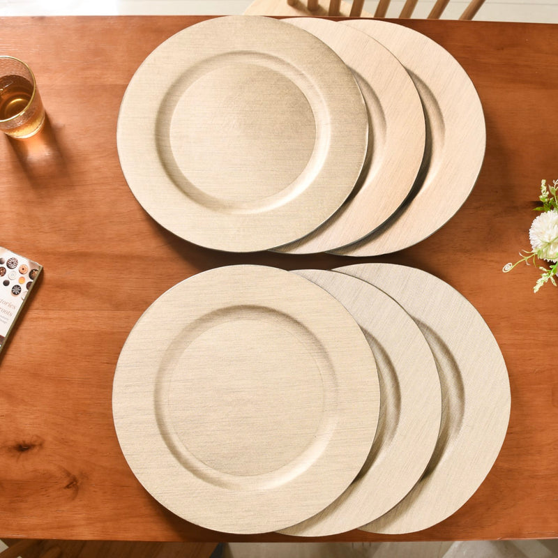 Gold Textured Charger Plates Set Of 6 13 Inch - Charger plates, decorative plates, plates set of 6, service plates, under plates, gold charger plates