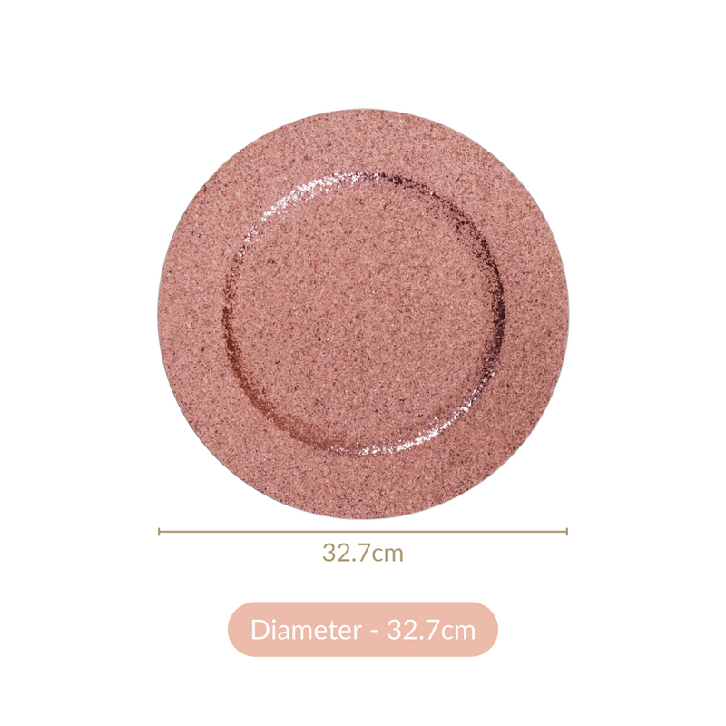 Pink Shimmer Charger Plate Set Of 6 13 Inch- Charger plates, decorative plates, plates set of 6, service plates, under plates, pink charger plates