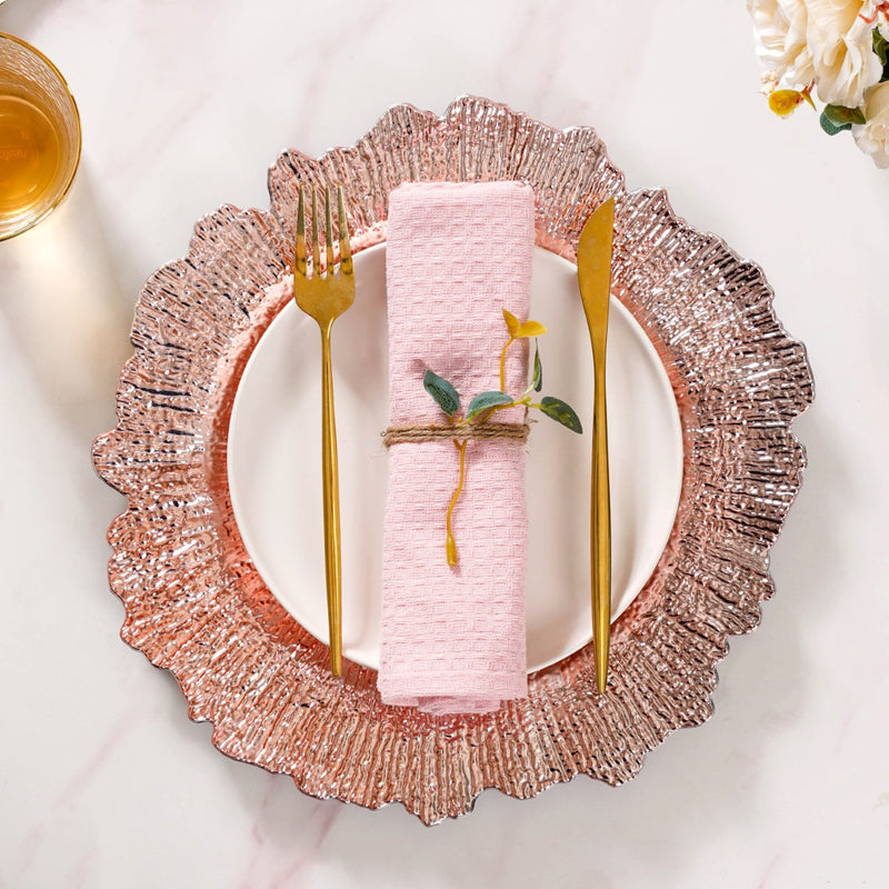 Rose Gold Reef Design Charger Plate Set Of 6 12 Inch- Charger plates, decorative plates, plates set of 6, service plates, under plates
