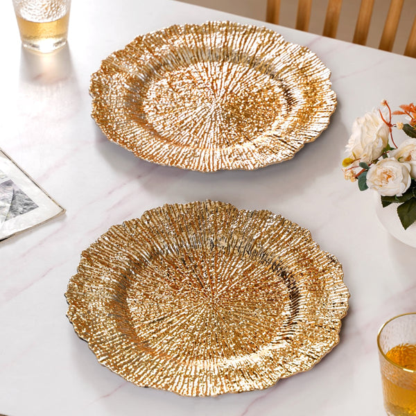 Luxury Gold Reef Charger Plate Set Of 6 12.5"