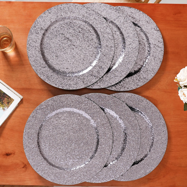 Sparkle Grey Charger Plate Set Of 6 13 Inch