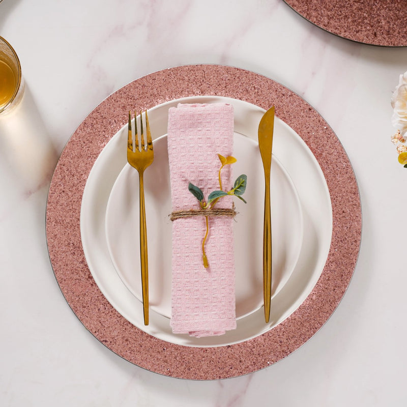 Pink Shimmer Charger Plate Set Of 6 13 Inch- Charger plates, decorative plates, plates set of 6, service plates, under plates, pink charger plates