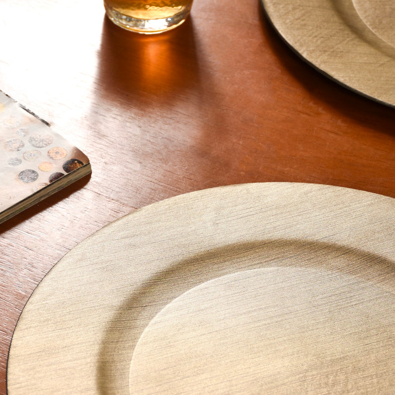Gold Textured Charger Plates Set Of 6 13 Inch - Charger plates, decorative plates, plates set of 6, service plates, under plates, gold charger plates