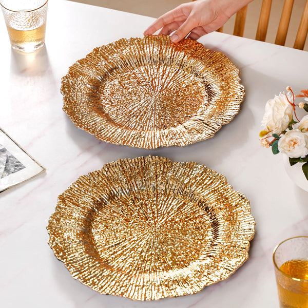 Luxury Gold Reef Charger Plate Set Of 6 12 Inch