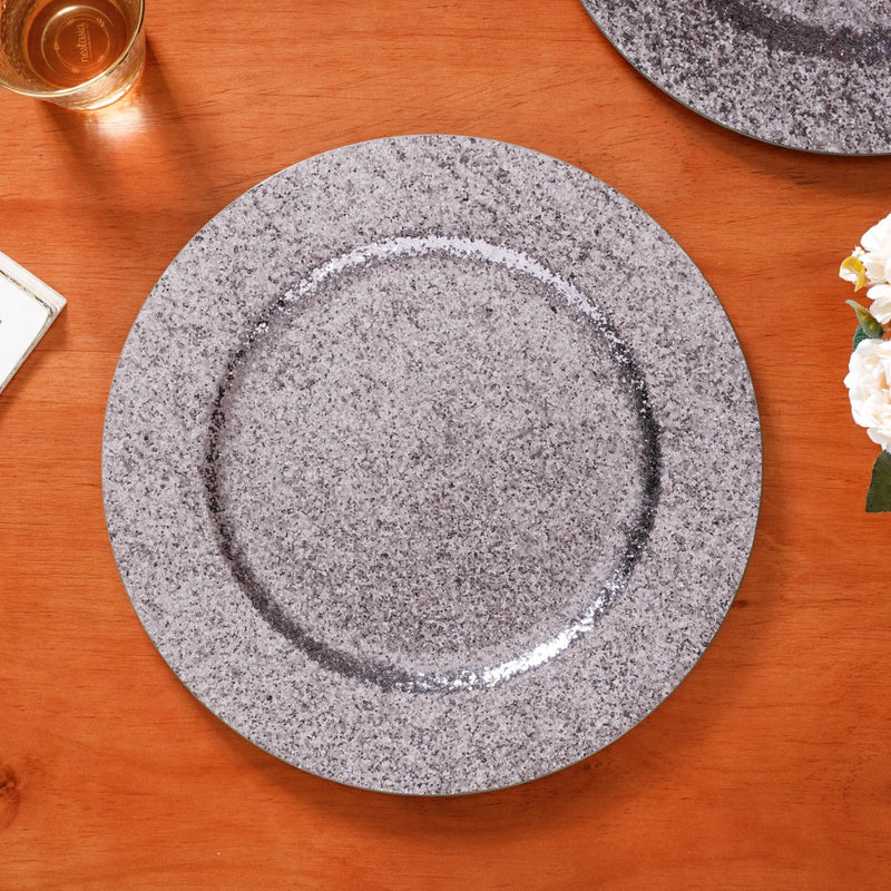 Sparkle Grey Charger Plate Set Of 6 13 Inch- Charger plates, decorative plates, plates set of 6, service plates, under plates