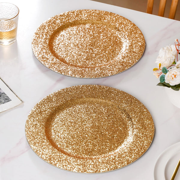 Gold Shimmer Charger Plate Set Of 6 13"