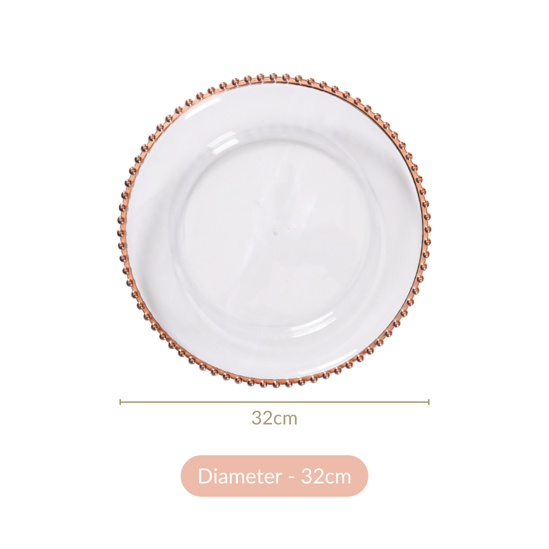 Rose Gold Beads Charger Plate Set Of Transparent 12 Inch Online