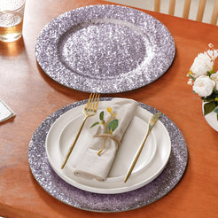 Sparkle Grey Charger Plate Set Of 6 13 Inch- Charger plates, decorative plates, plates set of 6, service plates, under plates