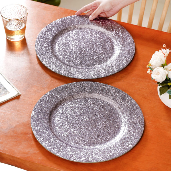 Sparkle Grey Charger Plate Set Of 6 13 Inch