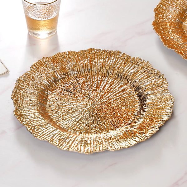 Luxury Gold Reef Charger Plate Set Of 6 12.5"