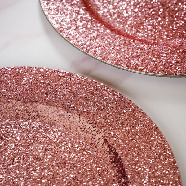 Pink Shimmer Charger Plate Set Of 6 13"