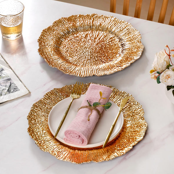 Luxury Gold Reef Charger Plate Set Of 6 12.5"
