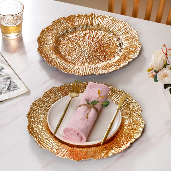 Luxury Gold Reef Charger Plate Set Of 6 12 Inch