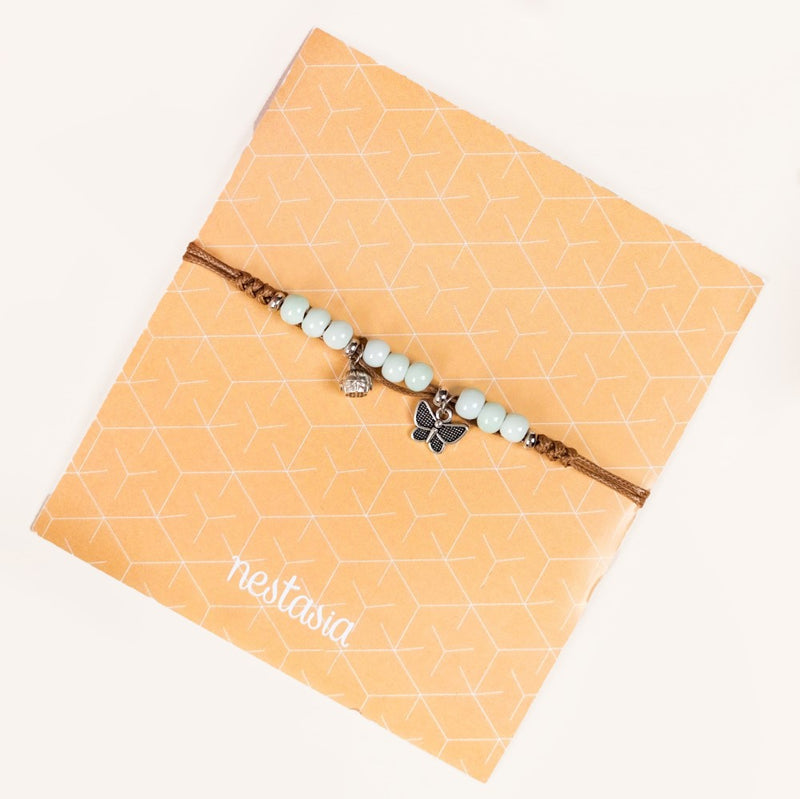 Silver Butterfly Charm Bracelet With Beads