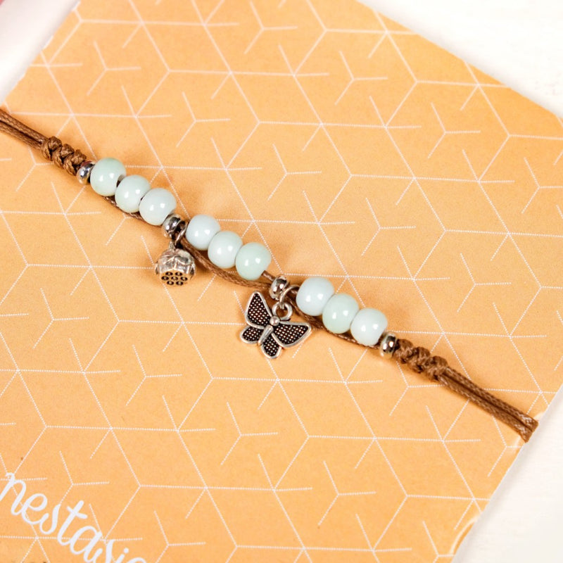 Silver Butterfly Charm Bracelet With Beads