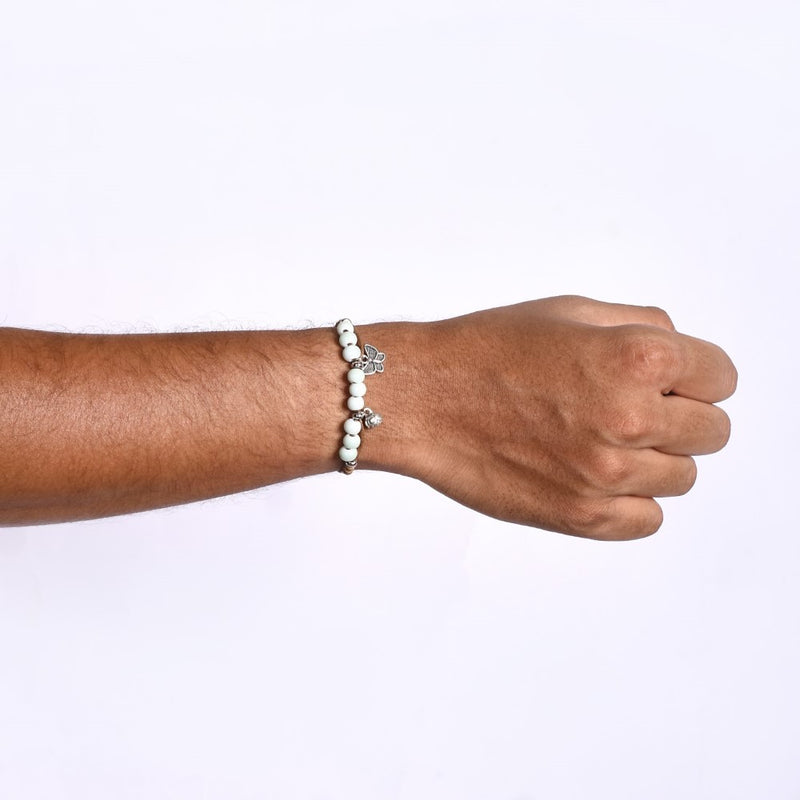 Silver Butterfly Charm Bracelet With Beads