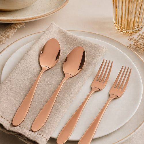 Rose Gold PVD Coated Cutlery Set Of 12