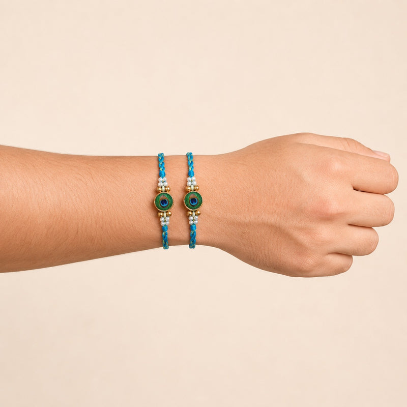 Peacock Charm Rakhi Gift Set